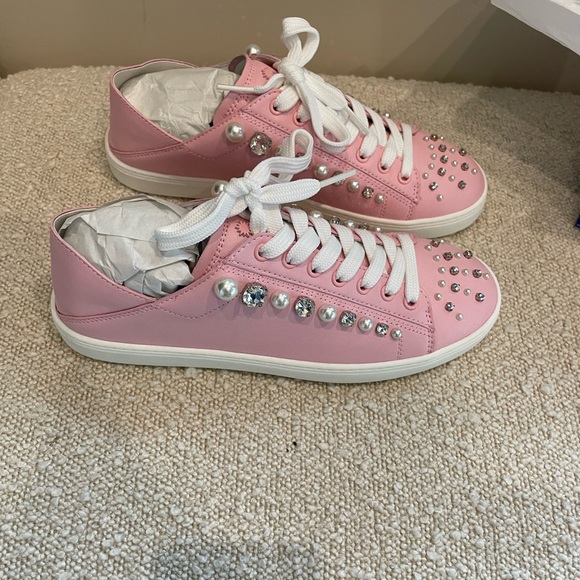 NIB Stuart Weitzman Pink Goldie Glam Convertible Sneaker 6.5 - Picture 6 of 8